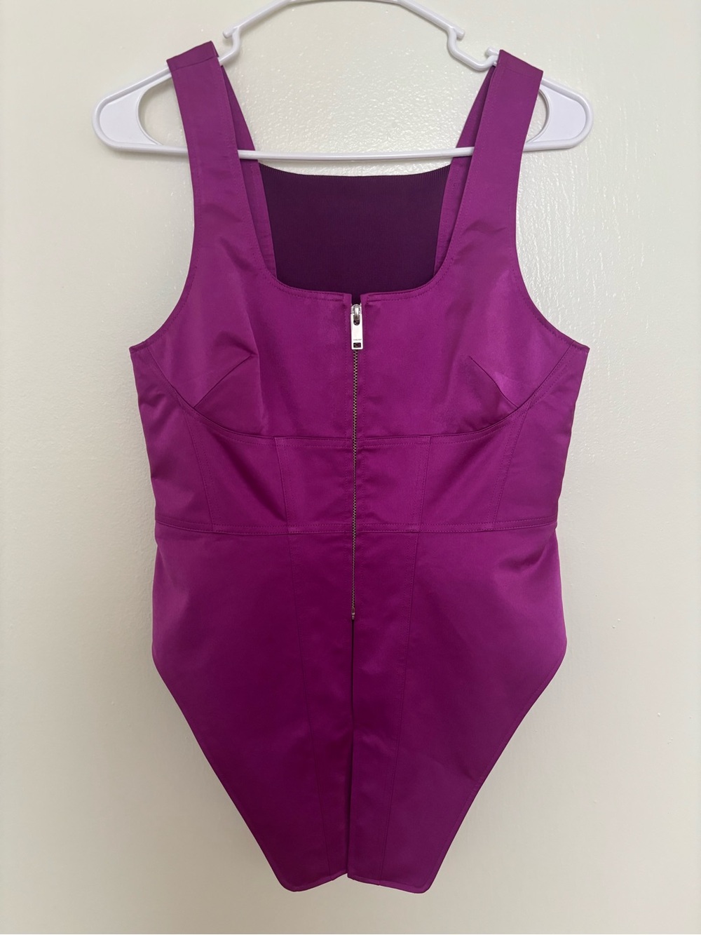 AMBUSH Plum Magenta Zip-Front Corset Top